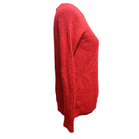 APT.9 Small Womens Sweater Red Sparkle Textured Pullover Holiday Knit Crewneck - Picture 9 of 10